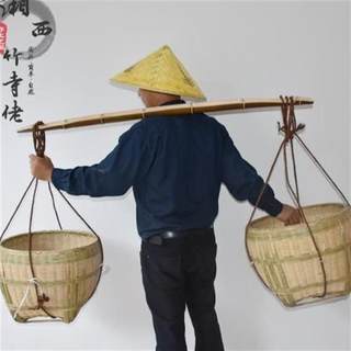 极速湖南老楠竹扁担加q宽老竹手工削制碳化棕色扁担用挑子挑蜂箱