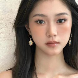 보헤미안 해바라기 귀걸이 블루 열대 귀걸이