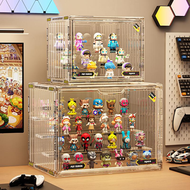 Japan SA blind box storage display stand acrylic transparent pop-machine large capacity step-type figure storage box