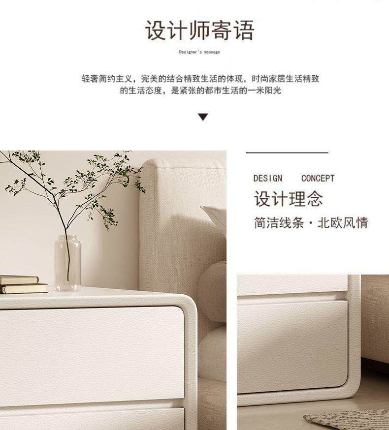 Solid Wood Nightstand: Cream Style Minimalist Design - Taobao product photo 7