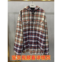 Saga mens color block plaid hooded shirt