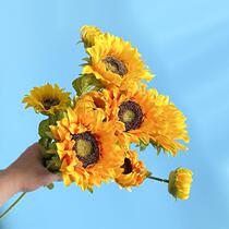 3-head sunflower artificial flower program event hand-held artificial flower Latin sardine sunflower living room decoration