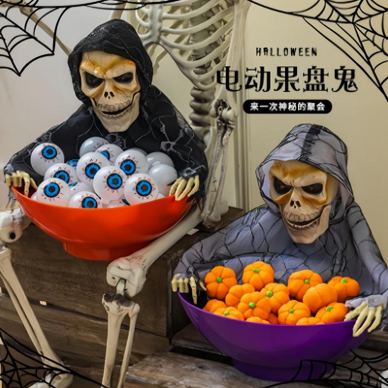 Halloween Decoration Props Candy Tray Quirky Glowing Skull Plate Shop Bar Haunted House Escape Room Prank Horror