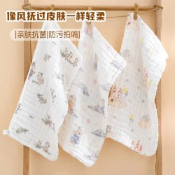 Pure Cotton Six-Layer Gauze Printed High-Density Handkerchief Kidsren's Towel 25*50cm Super Soft Newborn Face Wash Towel