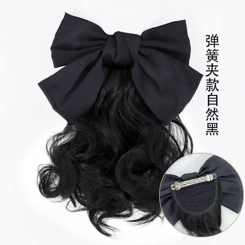 Парик 儿童假发蝴蝶结卷发后脑勺波浪卷发夹马尾夹宝宝公主发饰淑女气质