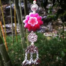 Youzhou Miao embroidery new embroidery ornaments wind chimes peach blossom seedlings silver car hanging ethnic style ornaments