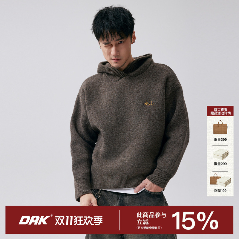 [Same Style as Jiang Jingfu] Drk Retro Hooded Knitwear Cleanfit Sweater Men's Spring & Fall Warm Top