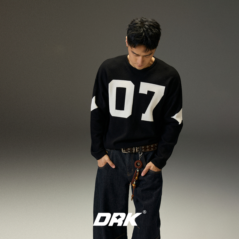 Drk07 Digital Jacquard Woolen New Style Long-Sleeved Knitwear Thin Style Unisex Spring and Summer Trendy Casual Top