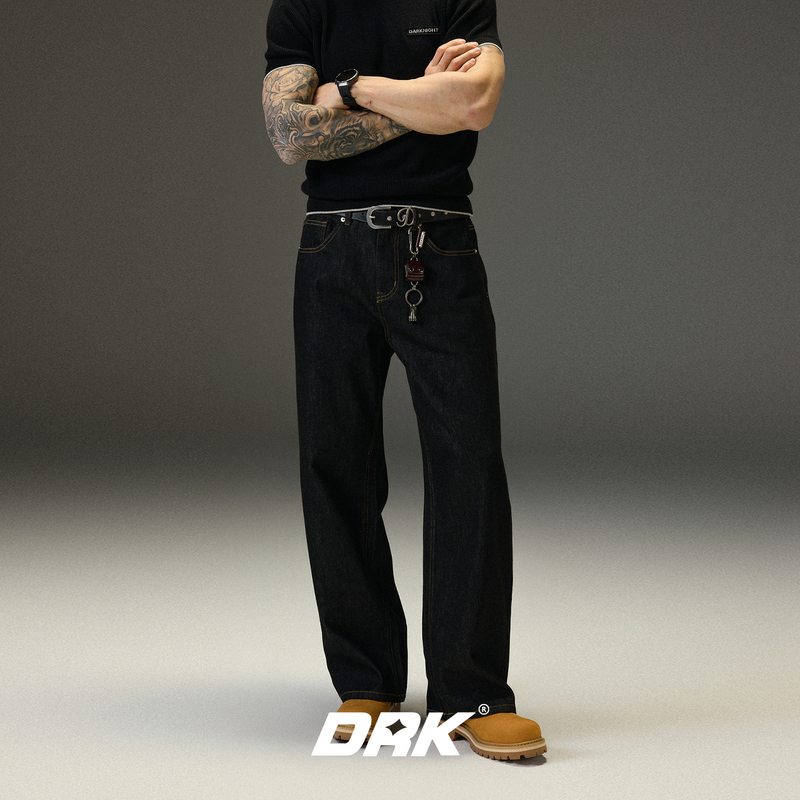 Drk Dark Red Embroidered Basic Original Color Jeans 2026 New Men's Trendy Retro Loose Straight Casual Pants for Women Drk Dark Red Embroidered Basic Original Color Jeans 2026 New Men's Trendy Retro Loose Straight Casual Pants for Women