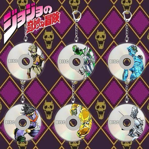 JoJo's Bizarre Adventure Disc Acrylic Keychain, Anime Game Merchandise, Backpack Zipper Hanging Charm for Friends