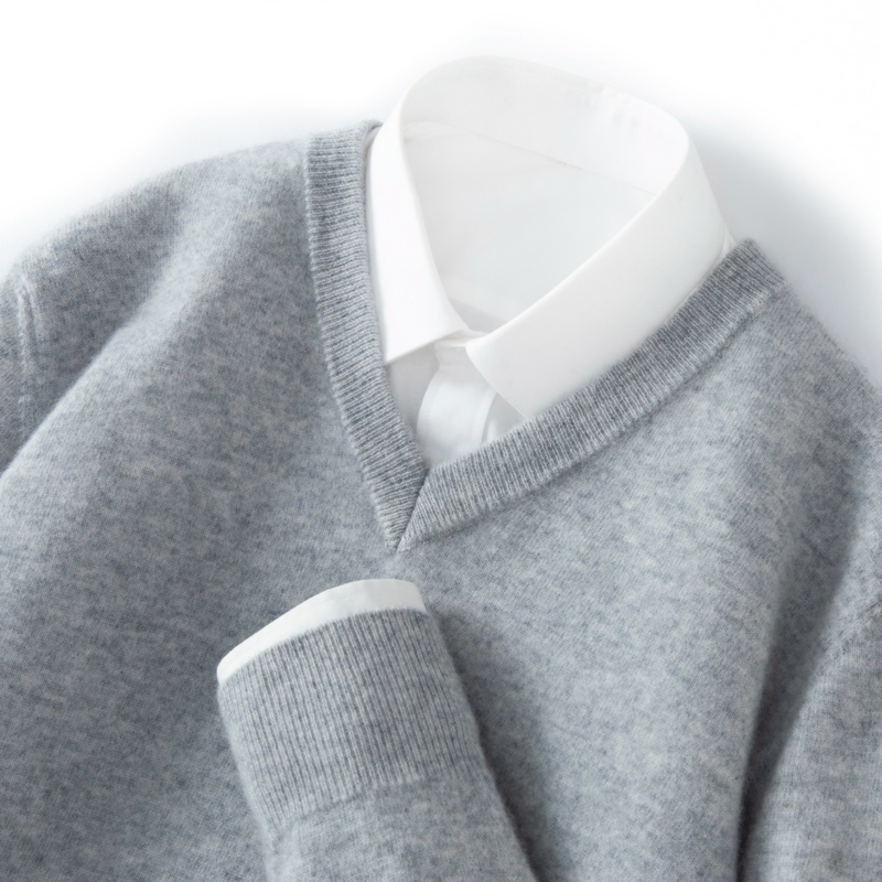 オルドス市100％ピュアカシミヤセーター厚手ハートネックメンズパパVネックウールボトムニットセーター