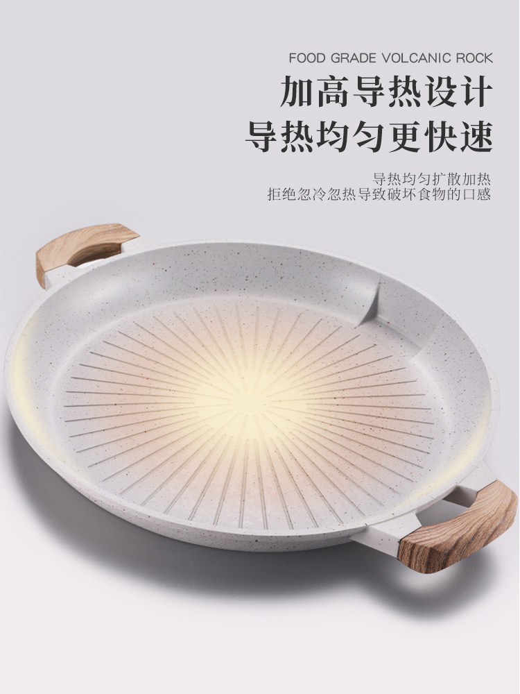 Maifan Stone Barbecue Plate, Cassette Stove, Household Induction Cooker Barbecue Pot, Outdoor Camping Grill Pan, Induction Cooker and Gas Stove Compatible