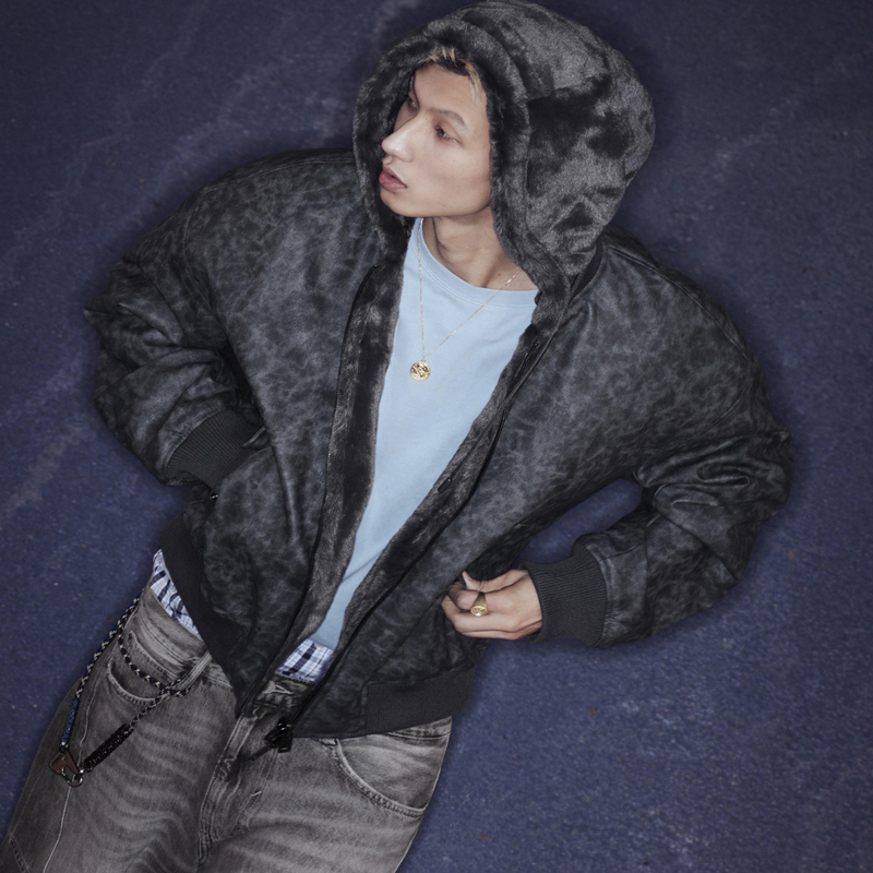 Spanish Fashion Men's Hooded Faux Fur Reversible Faux Leather Jacket 0993/401