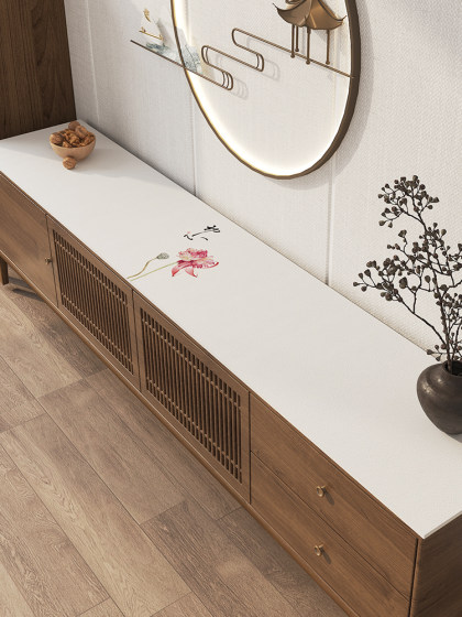 新中式电视柜台面保护垫桌布免洗防油防水玄关桌垫鞋柜垫餐边柜垫