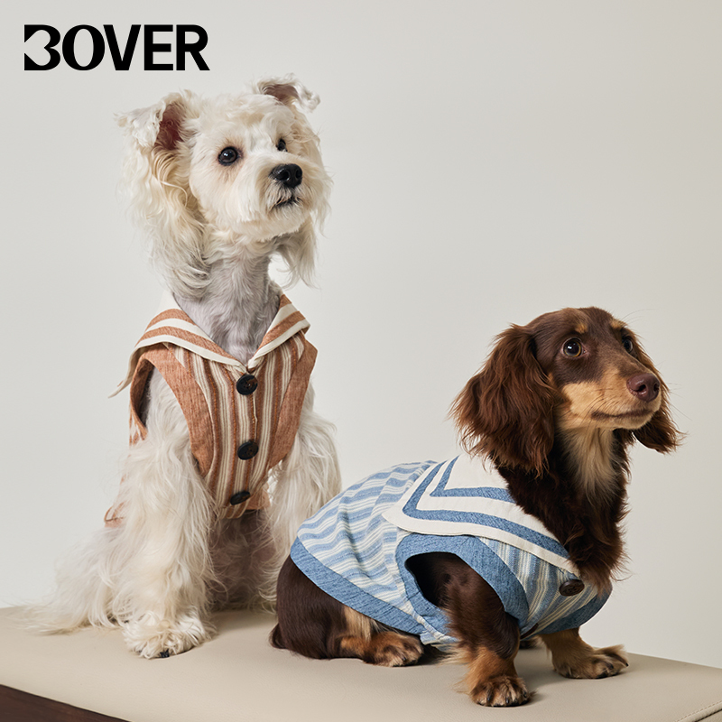 Bover Pet Spring and Summer Clothes Dog Navy Sailor Suit Breathable Stripesd Sleeveless Vest for Small and Medium-Sized Dogs and Cats