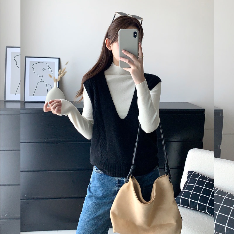 Knitted Vest for Women, New Autumn Style, Loose Deep V-Neck, 100% Pure Wool, Layered Sweater, Sleeveless Vest Top