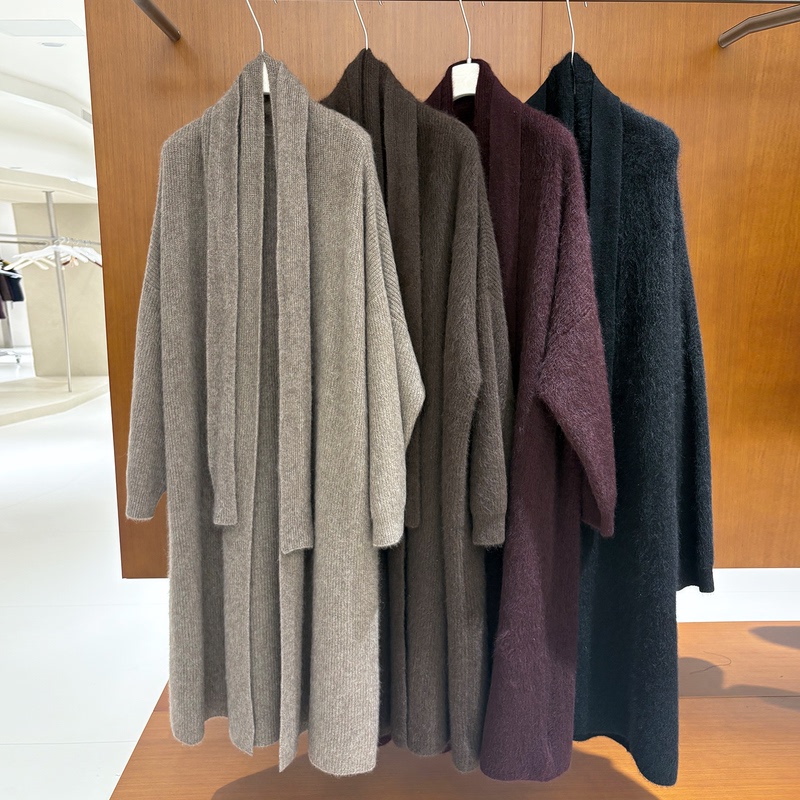 Chuanbai [Bathrobe 2.0] 100% Yak Wool Brushed Elegant Bathrobe with Belt, Solid Color Yuanbao Knit Cardigan