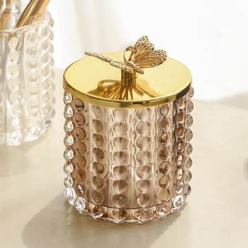 Light luxury cotton swab storage box makeup remover cotton makeup cotton jewelry storage tank cute desktop dressing table decoration
