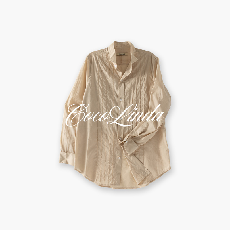 Cocolinda |   100% Cotton High-Quality 26 New Style Tuck Pleat Vacation Style Shirt K8264