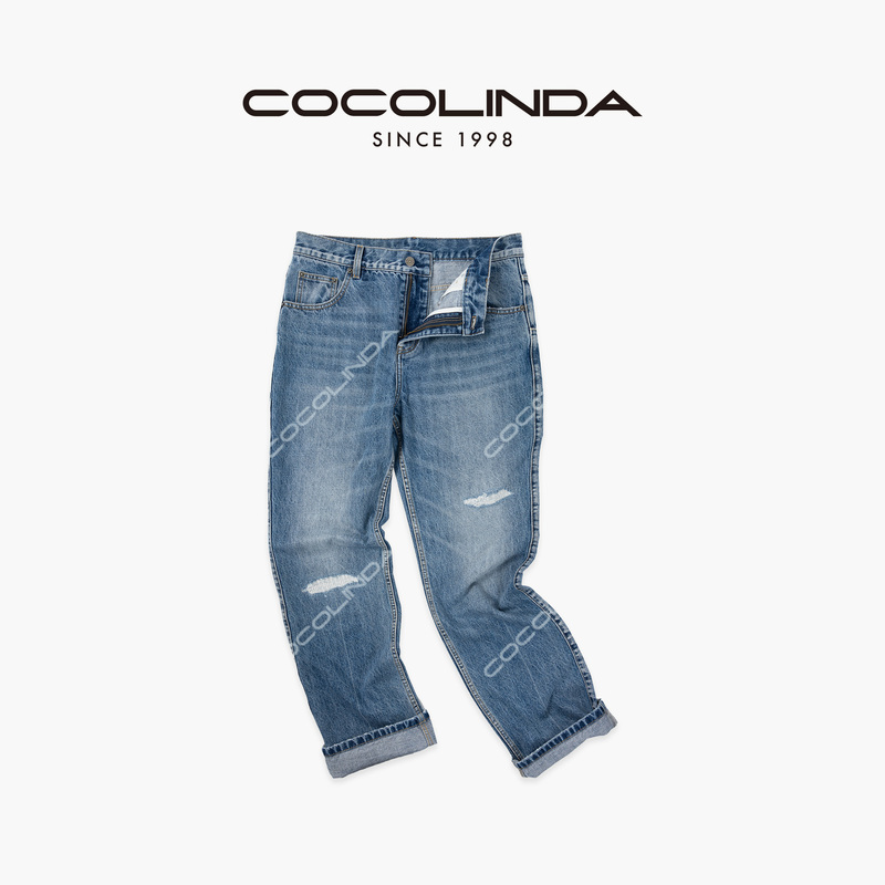 Cocolinda | Distressed Denim Cotton Ripped Relaxed Fit Cp Style Cool Rolled Hem Jeans N5577 Cocolinda | Distressed Denim Cotton Ripped Relaxed Fit Cp Style Cool Rolled Hem Jeans N5577