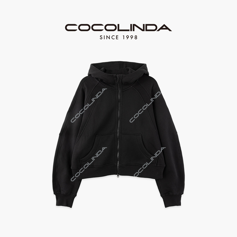Cocolinda |   Urban Commute Cotton Two-Way Zipper Hooded Sweatshirt Jacket H5086