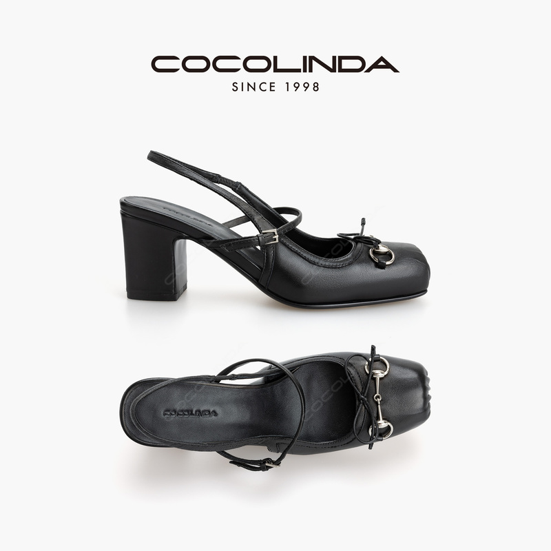Cocolinda【Silver Ring Bow】Sheepskin Waterproof Platform Mary Jane Chunky Heel Shoes (7cm) X5720
