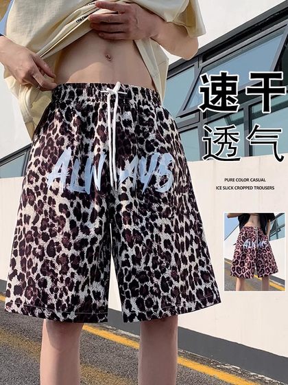2025新款夏季速干豹纹短裤男生运动裤篮球美式休闲五分裤宽松潮流