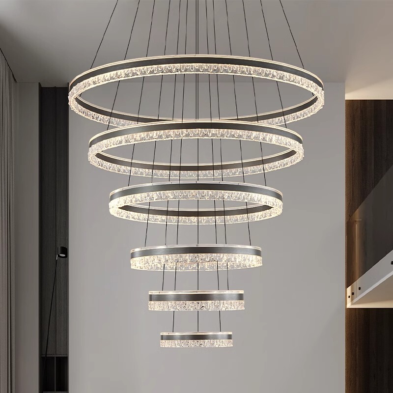 Modern Light Luxury Duplex Living Room Large Chandelier Italian Minimalist Dining Room Lighting Mid-Rise Villa Staircase Long Chandelier Modern Light Luxury Duplex Living Room Large Chandelier Italian Minimalist Dining Room Lighting Mid-Rise Villa Staircase Long Chandelier