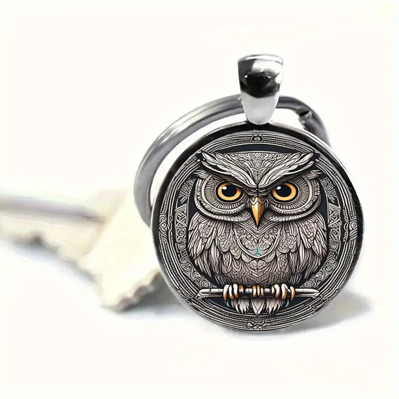 Cross-Border New Owl Keychain Pendant Metal Keyring Ornament Small Gift Present