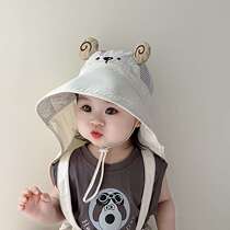 Baby sun protection hat summer large brim childrens sun hat anti-UV boys and girls fisherman hat neck protection sun hat