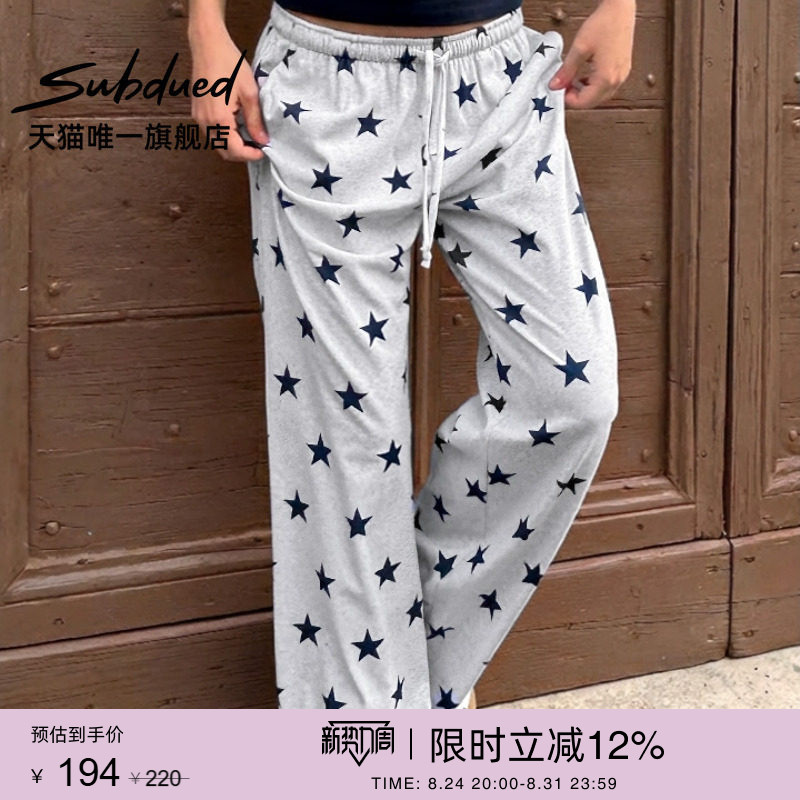 Subdued Long Pants 26 Autumn Women's Star Sweatpants Bear Heart Loose Elastic Waist Drawstring Casual Pants