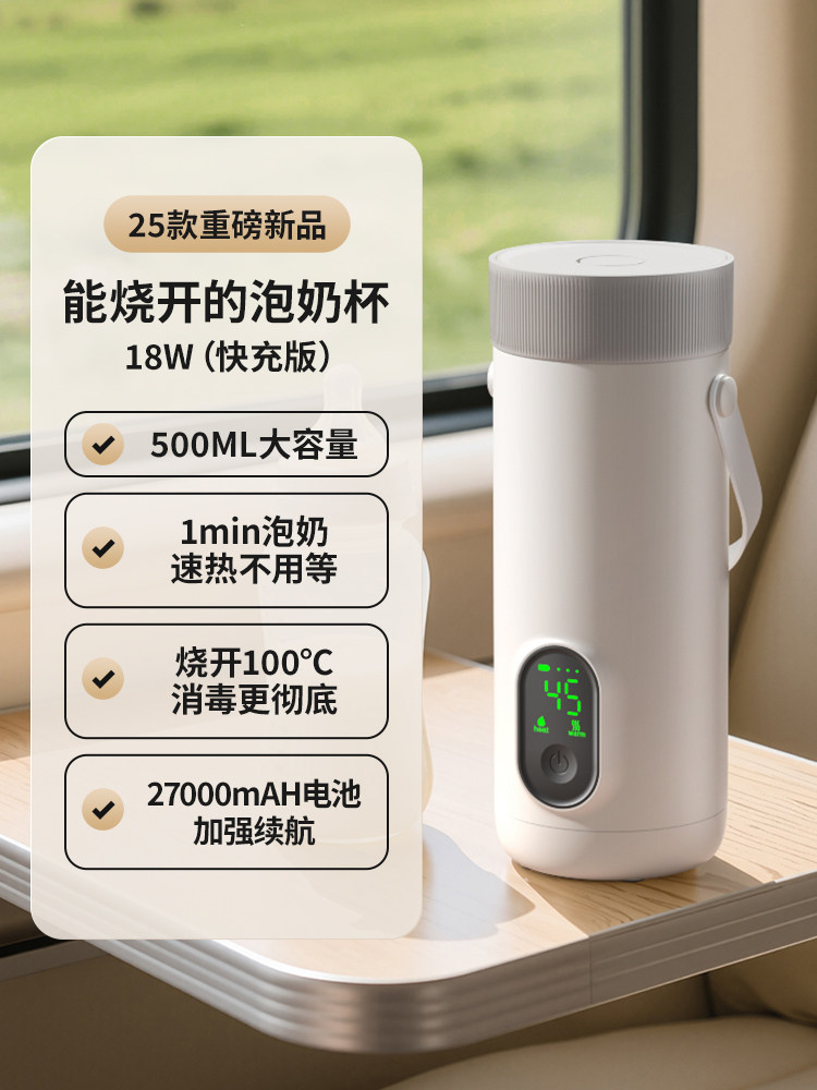 New Wireless Charging Kettle for Travel, Smart Car-Mounted Portable Non-Electric Heating Electric Water Cup