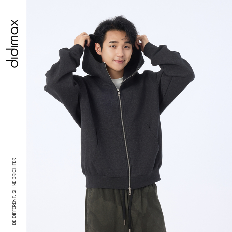 Didimax New Autumn Style Versatile Zipper Hooded Sweatshirt Cardigan Short Jacket Men's Hoodie Top Q30051