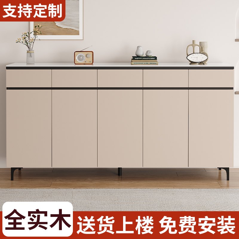 無垢材のロックボードの靴キャビネットのホームドアモダンシンプルな玄関収納ロッカーリビングルームの靴の厚みのある玄関キャビネット