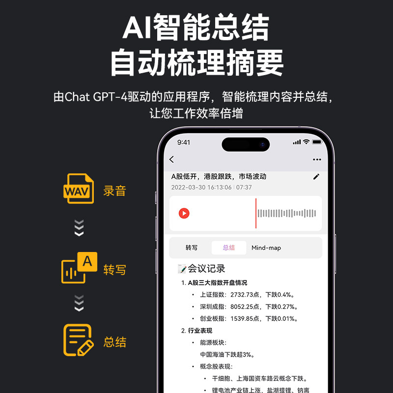 Ai Smart Voice Recorder Is a Portable Student Recorder That Is Suitable for Class Use, Professional High-Definition Noise Reduction Recorder, Voice-To-Text Device