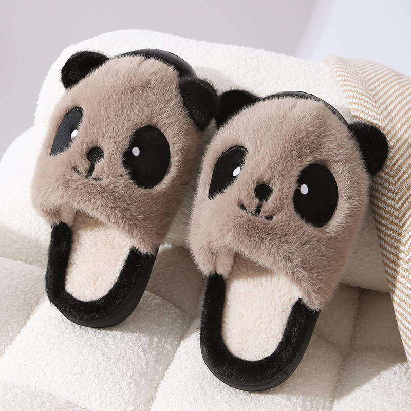 Cute Cotton Slippers for Women, Closed-Toe Plush Cotton Slippers, Non-Slip Cartoon Sweet Plush Home Warm Shoes