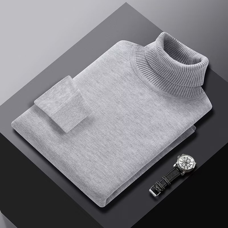 Turtleneck Sweater for Men, Autumn and Winter, Slim Fit, Collared Knit Top, Youth Korean Style Trendy Inner Layer Base Shirt