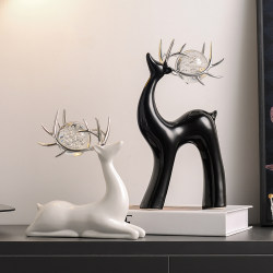 Creative Crystal Ball Ceramic Deer Ornaments Accessible Luxury Living Room TV Cabinet Wine Cabinet Home Decorations High-end Art Decoration