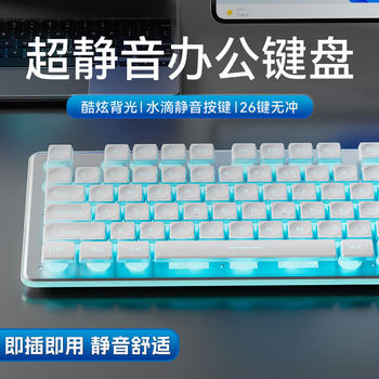 Ultra-Quiet Mechanical Feel Keyboard and Mouse Set, Wired Membrane Laptop, Dedicated for Girls' Office Typing