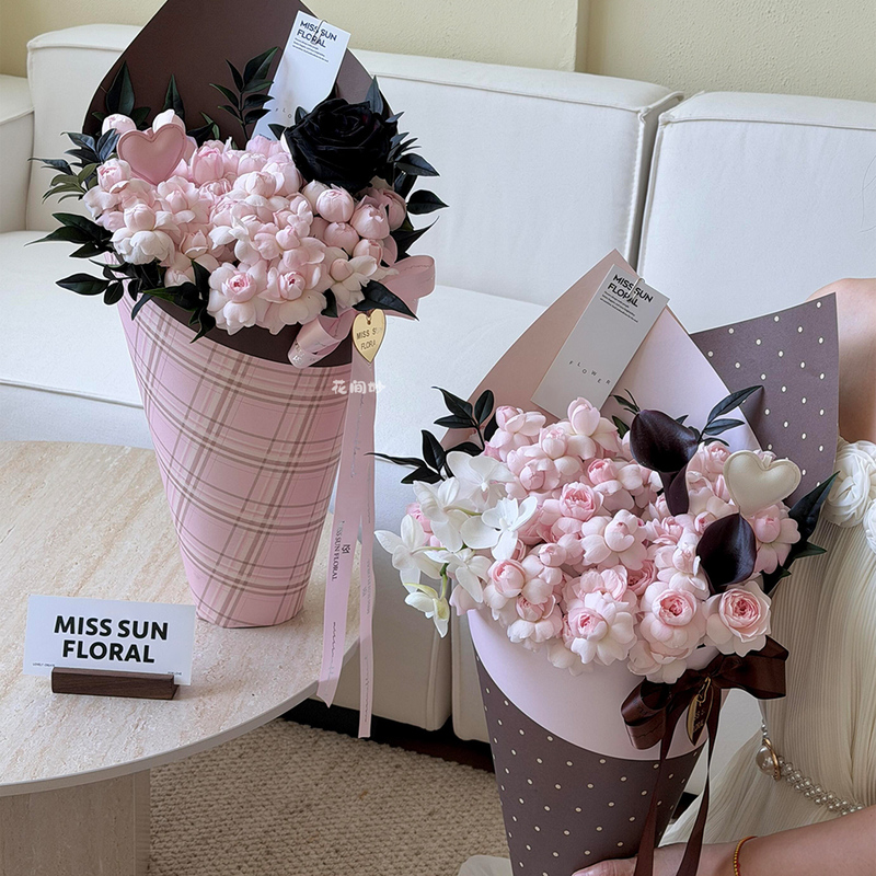 Niche Retro Miu-Style Pink and Brown Fairy Kiss Bouquet Ice Cream Hug Bucket Finished Artificial Flower Birthday Gift Niche Retro Miu-Style Pink and Brown Fairy Kiss Bouquet Ice Cream Hug Bucket Finished Artificial Flower Birthday Gift