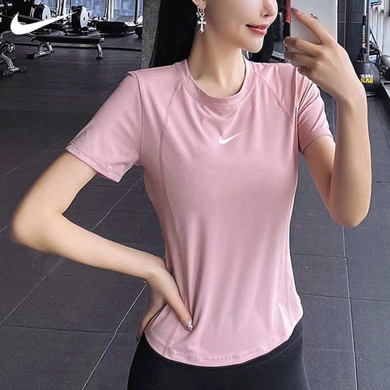 Nike Nike Sports Short-Sleeved T-Shirt Women's Summer Quick-Drying Breathable Slimming Yoga Wear Running Training Fitness Top