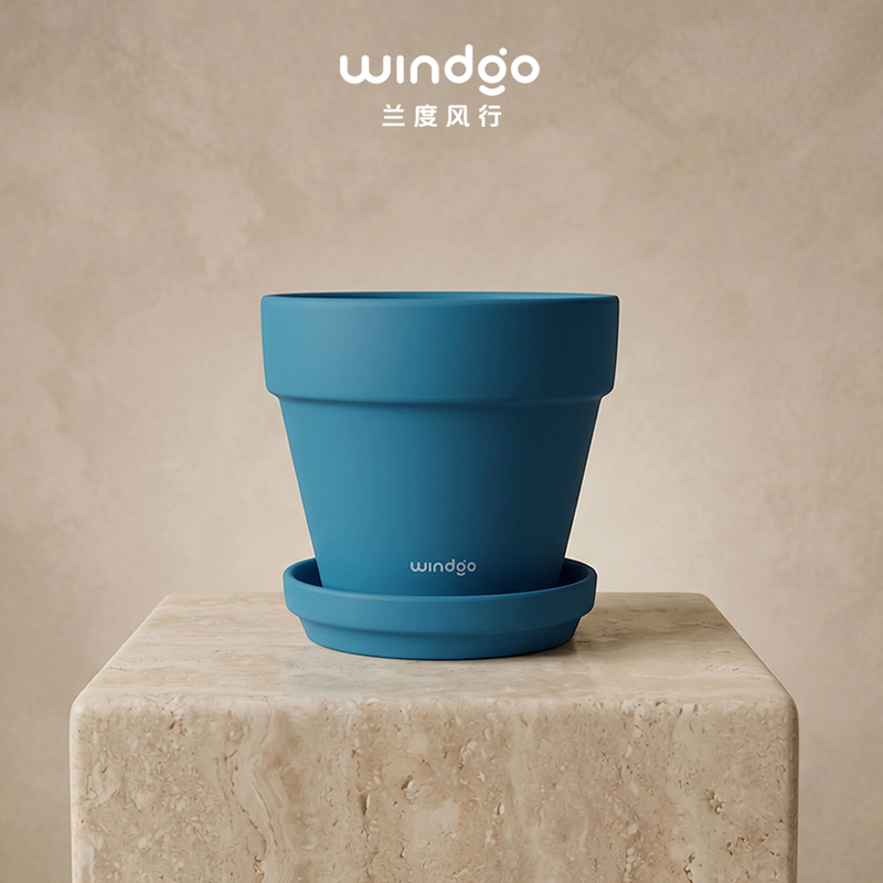 Windgo Sea Blue Simple Round Flower Pot with Tray for Green Plants, Flowers, Succulents, and Phalaenopsis Orchids Windgo Sea Blue Simple Round Flower Pot with Tray for Green Plants, Flowers, Succulents, and Phalaenopsis Orchids