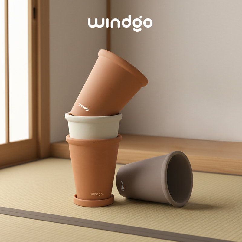 Windgo Simple Clay Flower Pot for Phalaenopsis Orchids, Artistic Nordic High-Tube Breathable Indoor Home Decoration Plant Pot Windgo Simple Clay Flower Pot for Phalaenopsis Orchids, Artistic Nordic High-Tube Breathable Indoor Home Decoration Plant Pot