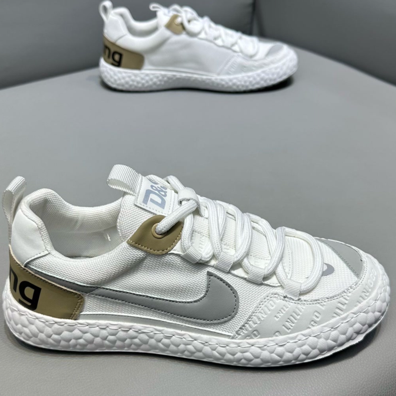 Authentic Trendy Brand Official Cloth Shoes for Men, Summer Fashion Versatile Men's Shoes, White Color-Blocking, Breathable, Comfortable, Soft-Soled Trendy Shoes