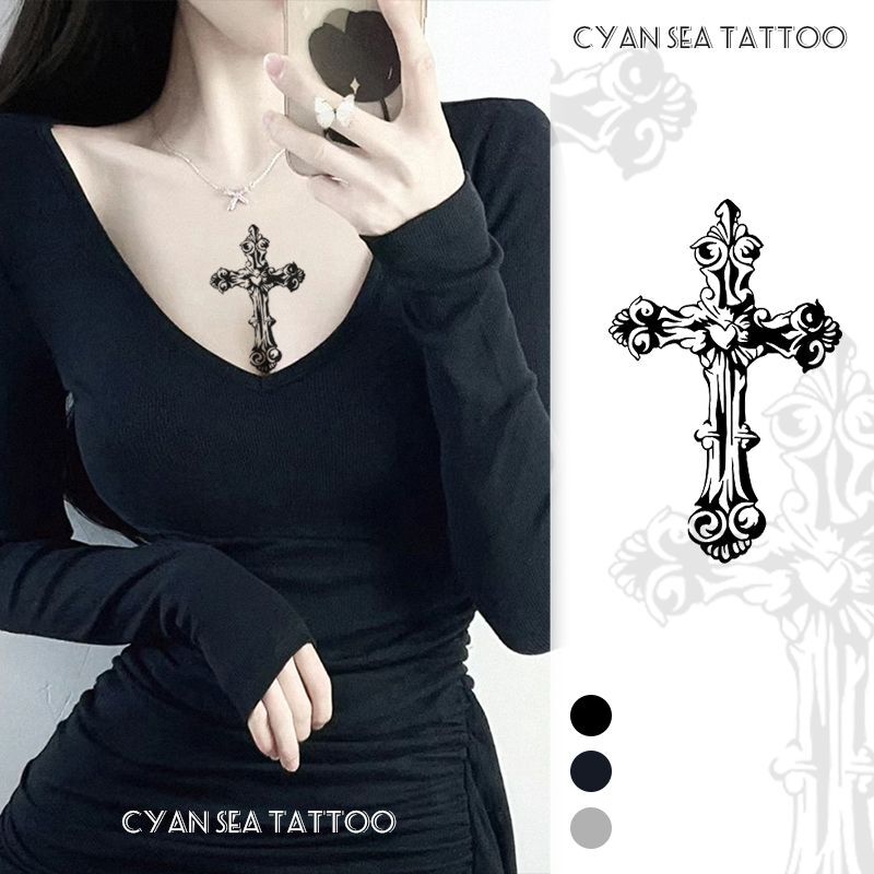 Trendy European and American Style Cross Small Picture Colorful Temporary Tattoo Stickers, Washable, Non-Reflective, Student Style Arm Stickers Trendy European and American Style Cross Small Picture Colorful Temporary Tattoo Stickers, Washable, Non-Reflective, Student Style Arm Stickers