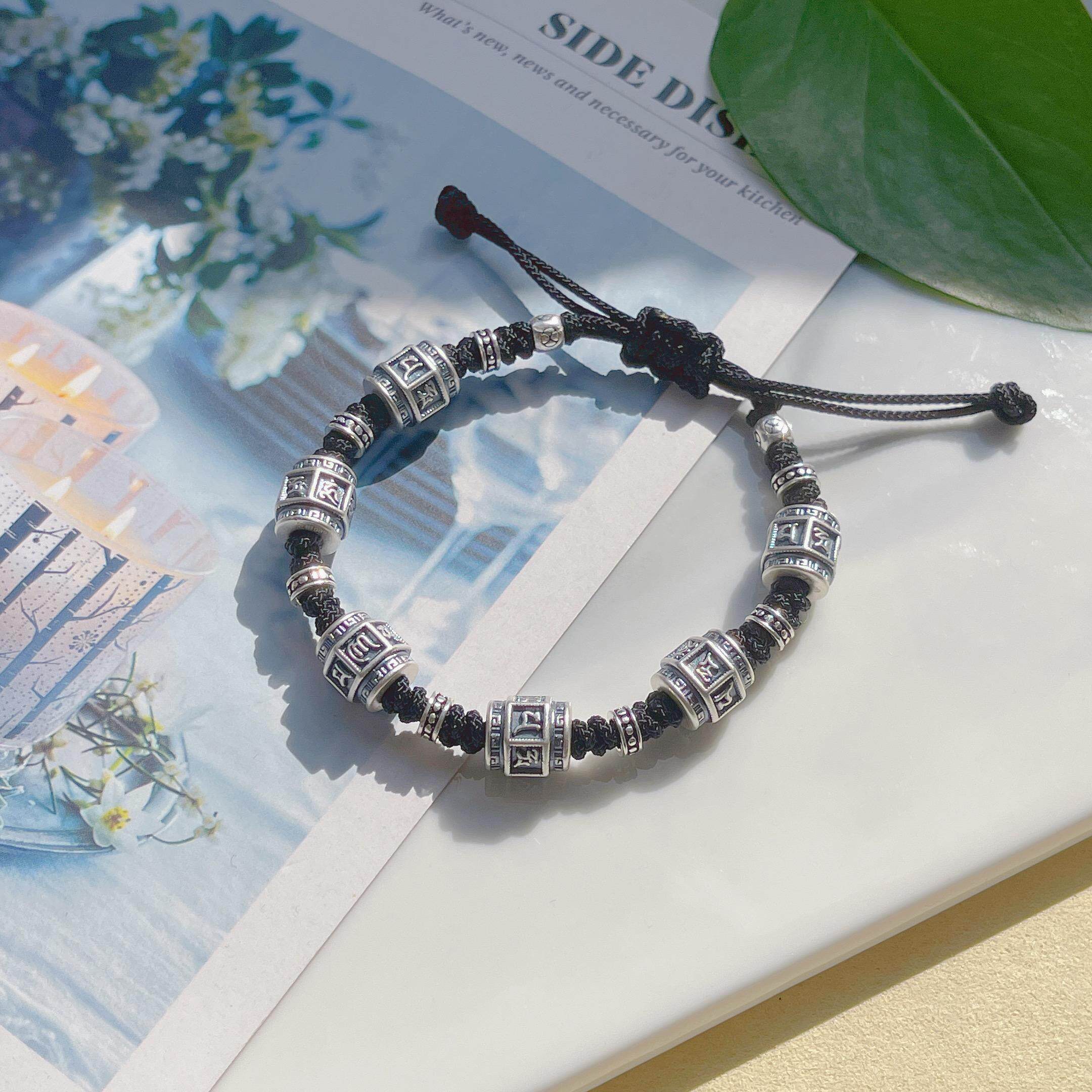 999銀六字真言純手工編織手錬DIY情侶款手串男女同款可定製，讓你的愛情更有儀式感！