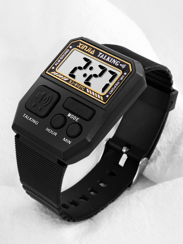 Voice Time-Telling Watch, Blind People's Watch, Loud Talking Watch, Middle-Aged and Elderly Square-Shaped Electronic Watch for the Elderly