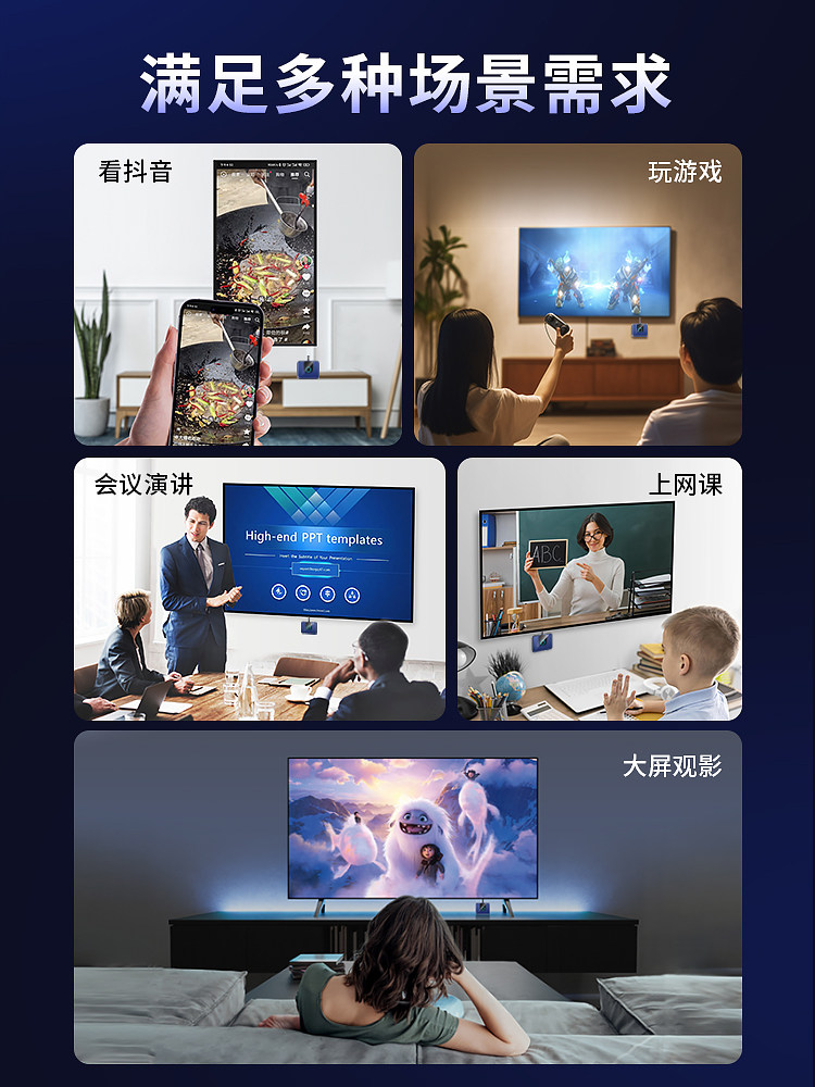 Wireless Screen Projector Connects Mobile Phones and Computers to Tv with Same Screen HDMI Horizontal and Vertical Connection to Monitor Projector 2026 New Model