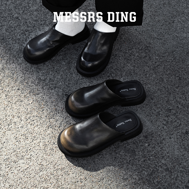 Md Women's Shoes·Black Gold·Vintage Mule Slippers for Outdoor Wear, Big Toe Color-Blocked Closed-Toe Half-Slippers, Women's Black Thick-Soled Slippers Md Women's Shoes·Black Gold·Vintage Mule Slippers for Outdoor Wear, Big Toe Color-Blocked Closed-Toe Half-Slippers, Women's Black Thick-Soled Slippers