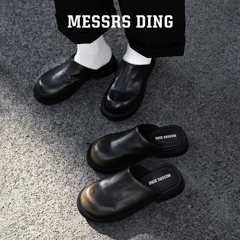 Md Women's Shoes·Black Gold·Vintage Mule Slippers for Outdoor Wear, Big Toe Color-Blocked Closed-Toe Half-Slippers, Women's Black Thick-Soled Slippers Md Women's Shoes·Black Gold·Vintage Mule Slippers for Outdoor Wear, Big Toe Color-Blocked Closed-Toe Half-Slippers, Women's Black Thick-Soled Slippers